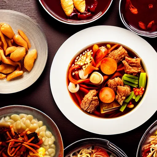 Image similar to beautiful food photography of a plate full of chinese food