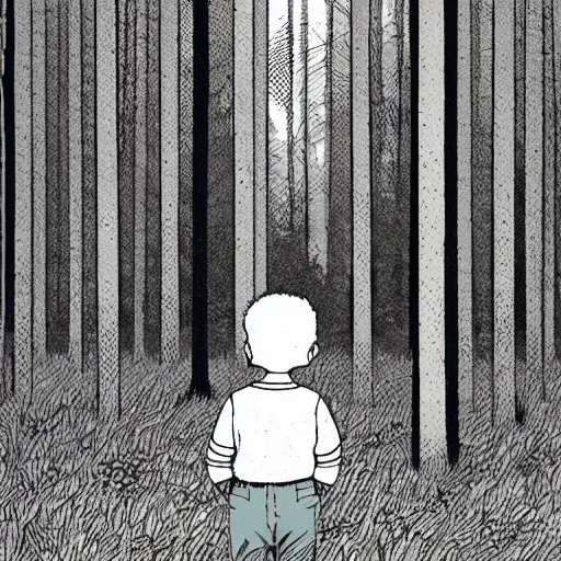 Image similar to boy in the woods by adrian tomine