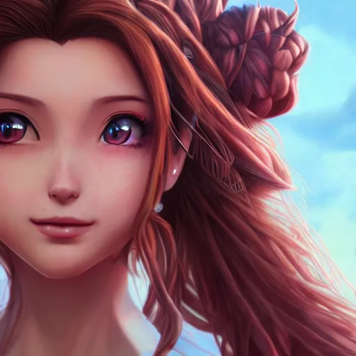 Image similar to head and shoulders aerith aeris by logan cure, BangkuART, sakimichan, yan gisuka, zeronis, dan eder, nick silva, Ja Mong, 4k, artstation