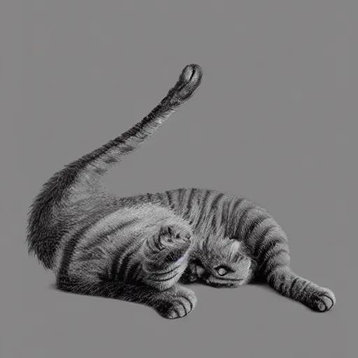 Image similar to Very stretchy cat in the style of Stephen Gammell