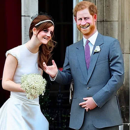 Image similar to wedding photos of prince harry and emma watson on emma watson's instagram page, photos, wedding