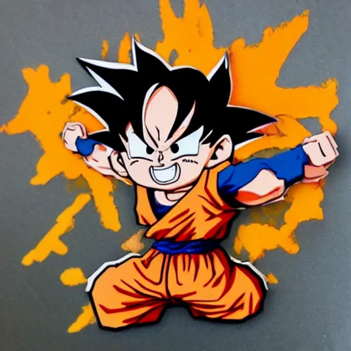 Image similar to die cut sticker, goku using gomu gomu no gatling by luffy, splatter paint