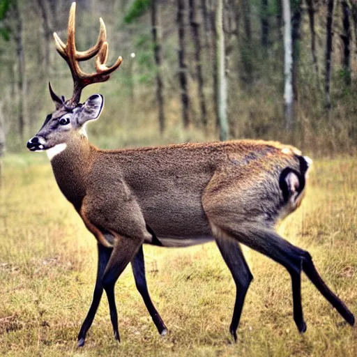 Image similar to a rocket launcher explosive deer military animal beast, huge, powerful, rocket, launcher, scary, anger, rage, canon eos c 3 0 0, ƒ 1. 8, 3 5 mm