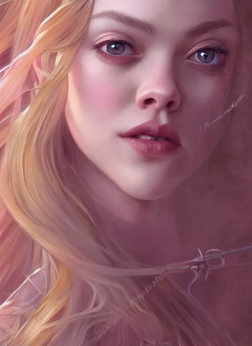 Image similar to beautiful young amanda seyfried as the rapunzel princess, closeup, d & d, fantasy, intricate, elegant, highly detailed, digital painting, artstation, concept art, matte, sharp focus, illustration, art by artgerm and greg rutkowski and alphonse mucha