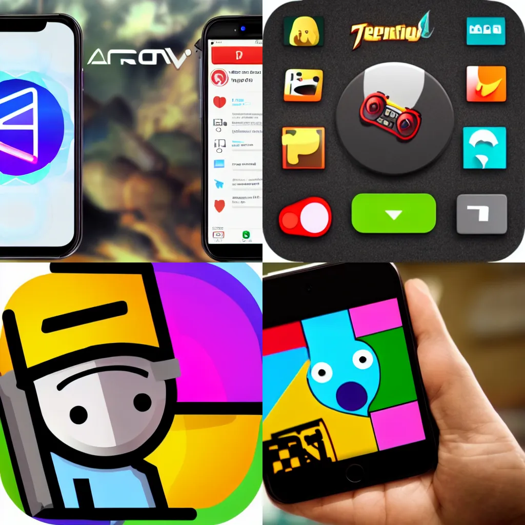 Prompt: the app icon of a new trending video game on mobile phones