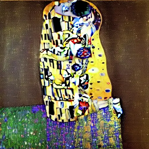 Image similar to Klimt's The Kiss but painted by Vincent Van Gogh