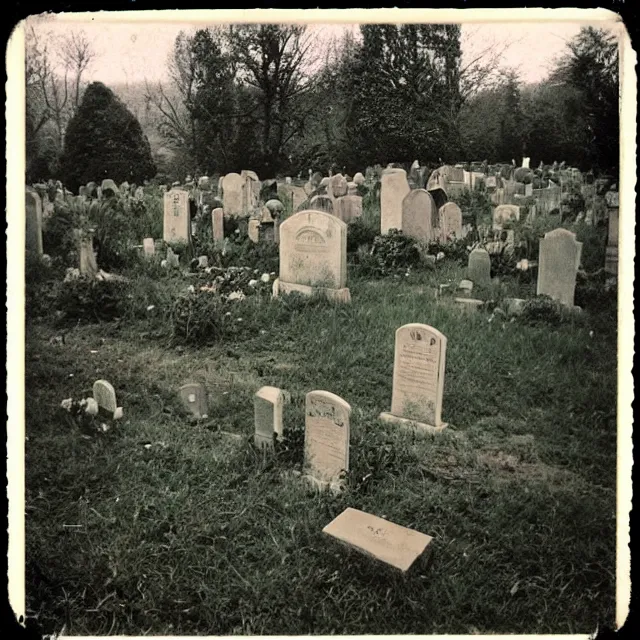 Prompt: beautiful graveyard, vintage polaroid