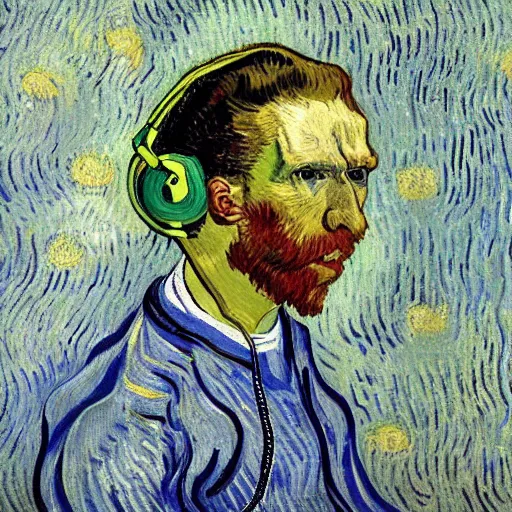 Image similar to runner with headphones by van gogh