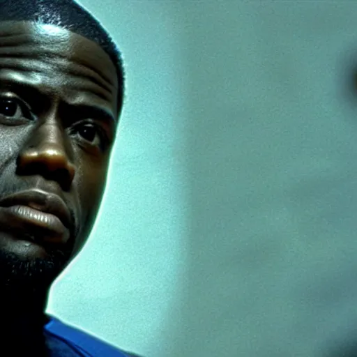 Image similar to cinematic film still of Kevin Hart starring as Morpheus in The Matrix (1999), close up, shallow depth of field