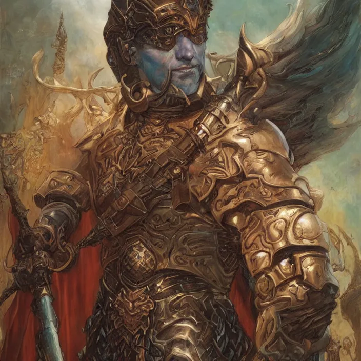 Prompt: a fantasy comic book style portrait painting of a male paladin, art by donato giancola and bayard wu and gustav moreau and wayne barlowe