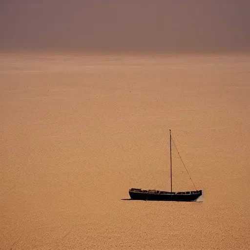 Image similar to a ship in the middle of the desert, sand storm.