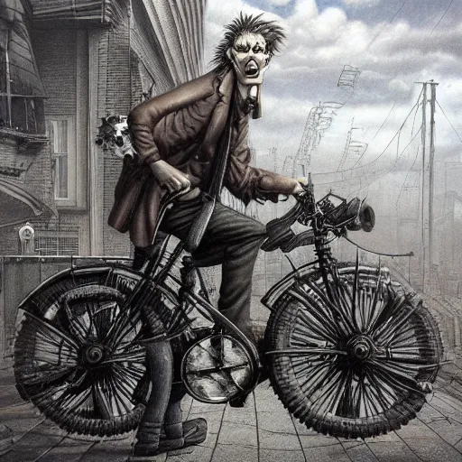 Prompt: a hyperrealistic painting of a steampunk sid vicious, blue skies, by john kenn mortensen, highly detailed,