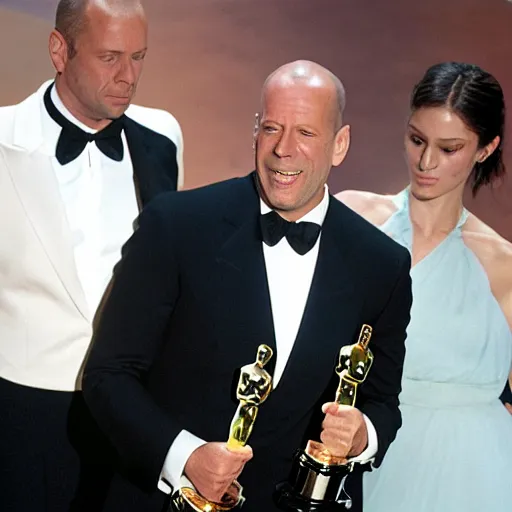 Prompt: bruce willis winning an oscar