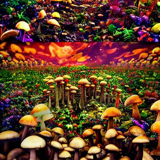 Image similar to mushroom city, dslr, colorful, fantasy,