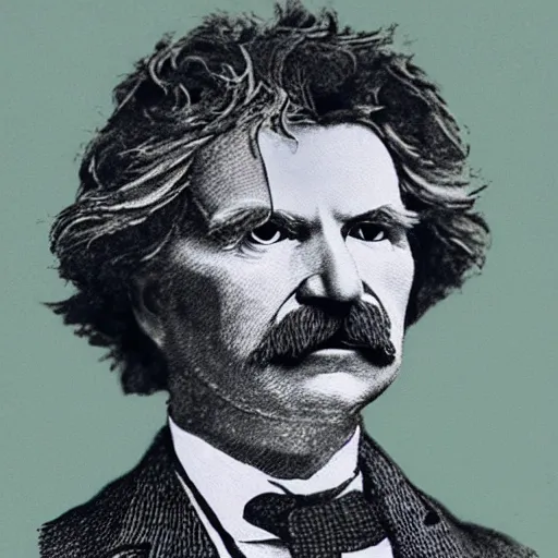 Image similar to colored paper portrait of mark twain