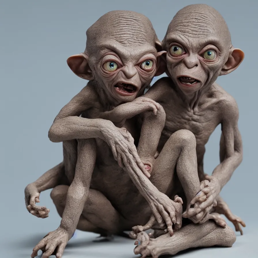 Image similar to Precious Moments figurine of Gollum, product photo, f2.8, 50mm