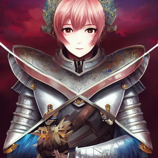 Image similar to art of a knight by Li Fangying,Ni Yuanlu and Toyohara Kunichika,pixiv contest winner,2d game art,beautiful,high quality