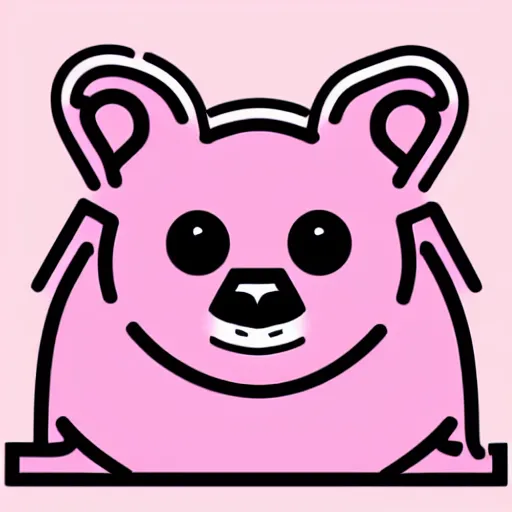 Image similar to a cute pink fluffy vector podcast logo of a streaming bear, golden ratio, iconic, award winning, line art, bold, playful