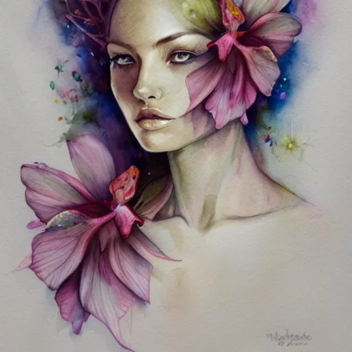 Image similar to watercolor flower by anna dittmann, by marco mazzoni