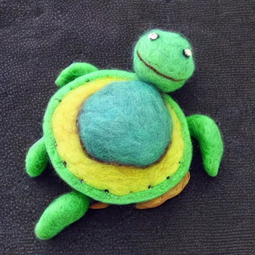 Image similar to a needle felted turtle, needle felting art.