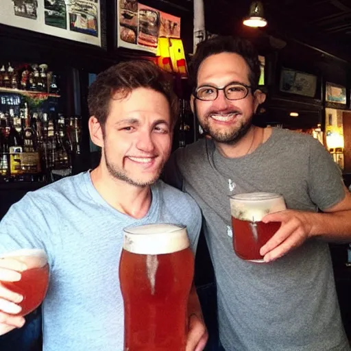 Prompt: “ mike and ant - man having drinks at the pub ”