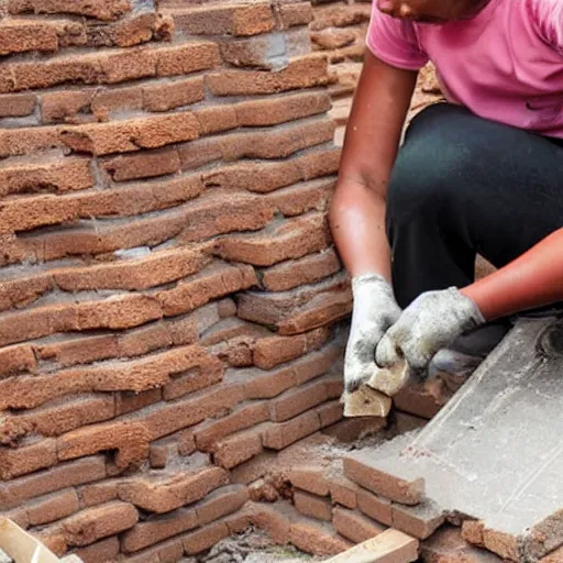 Image similar to a female bricklayer laying bricks