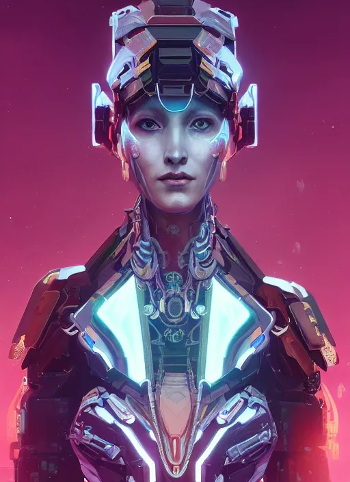 Image similar to symmetry!! portrait of cyberpunk alien empress in the style of horizon zero dawn, machine face, intricate, elegant, highly detailed, digital painting, artstation, concept art, smooth, sharp focus, illustration, art by artgerm and greg rutkowski and alphonse mucha, 8 k