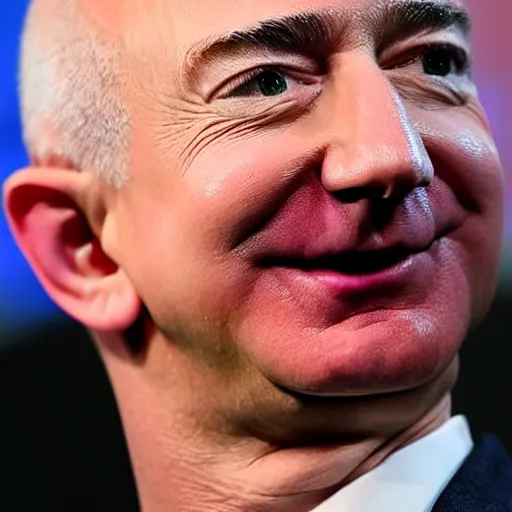 Prompt: jeff bezos with lush, pink hair