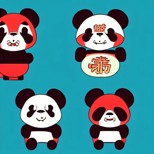 Image similar to a character design of a cute panda with a chinese lion dance head, chinese style, trend, cartoon 2 d style illustration