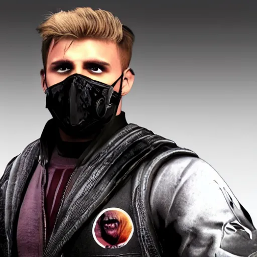 Prompt: jake paul as a mortal kombat dlc, 3 d model, fighting video game, promotional material, render