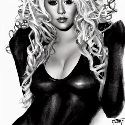 Prompt: Christina Aguilera, highly detailed, portait, character art by Fiona Staples.