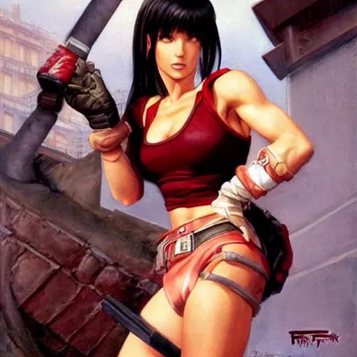 Image similar to tifa lockhart by frank franzetta