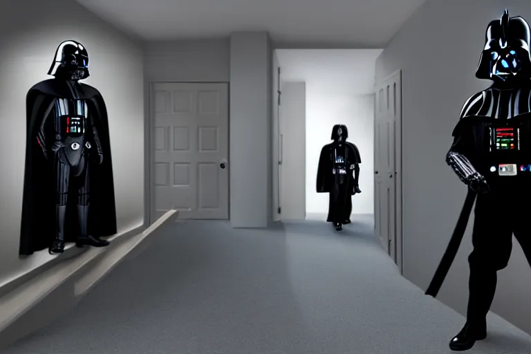 Prompt: darth vader in the backrooms