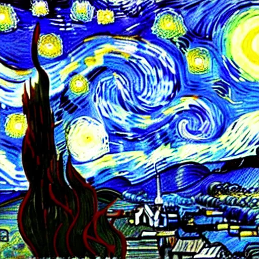 Prompt: gigachad in the style of starry night