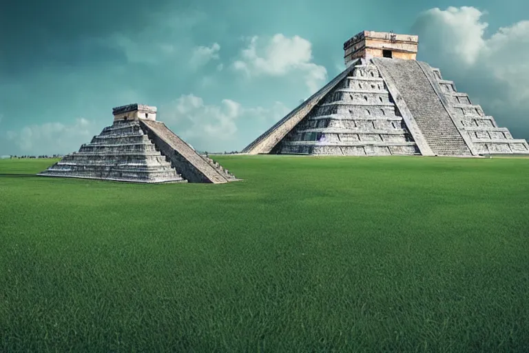 Image similar to holiday photo of chichen itza in the future by filip hodas