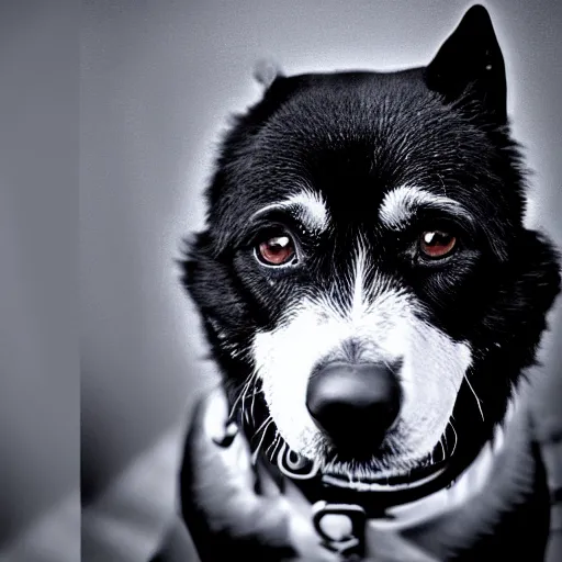 Image similar to ultra detailed photo of a dog with infrared fur