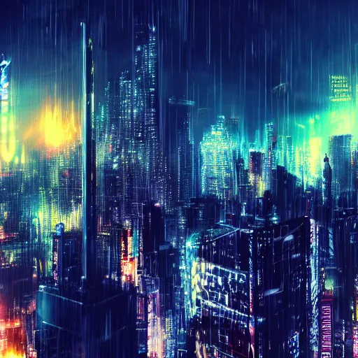 Image similar to city at night, bladerunner, cyberpunk, 4 k