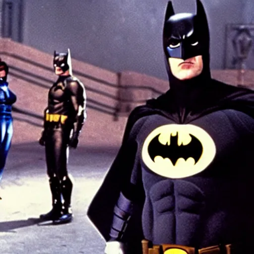 Image similar to a film still of a batman movie directed by Stanley Kubrick released in 1985