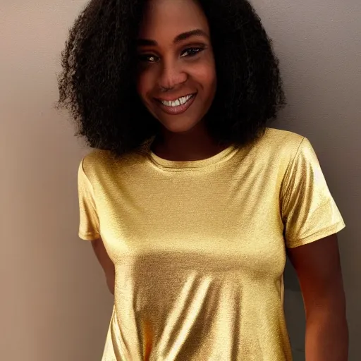 Prompt: a gold tshirt