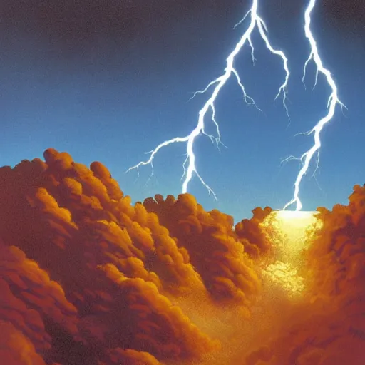 Prompt: hit by lightning strike, artwork by greg hildebrandt, dynamic lighting