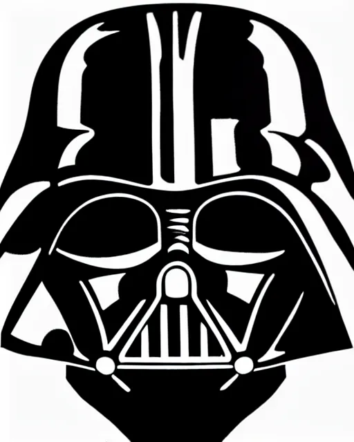 Image similar to portrait of darth vader, stencil, coloring book, line art, simple, low detail