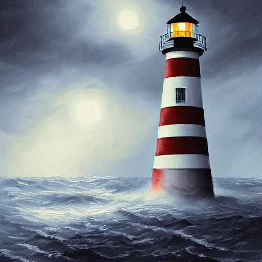 Image similar to lighthouse in the middle of a storm!! sci - fi, highly detailed, digital painting