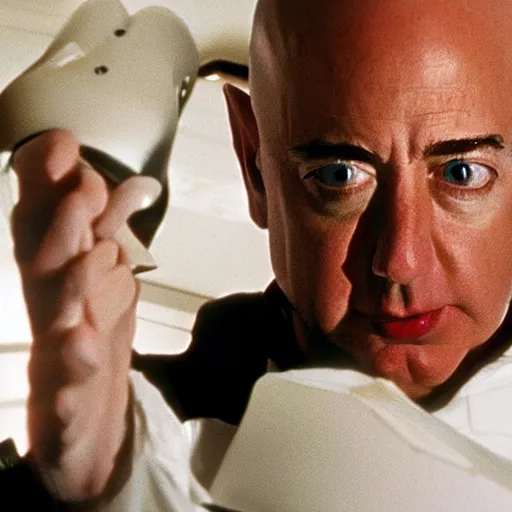 Image similar to jezz bezos as one of the coneheads movie still