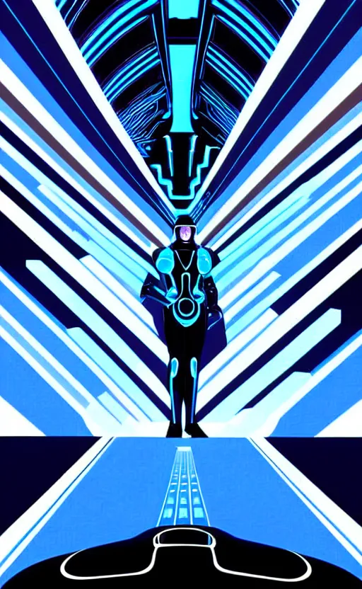 Prompt: psychedelic from the movie tron wide angle shot, white background, vector art, illustration by frank frazetta