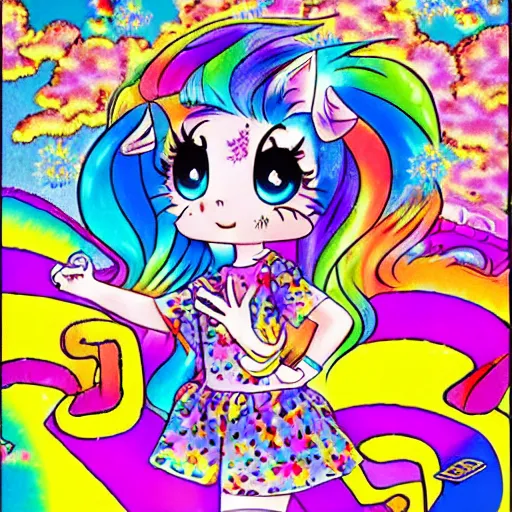 Prompt: Lisa Frank and 1990\'s manga collaboration