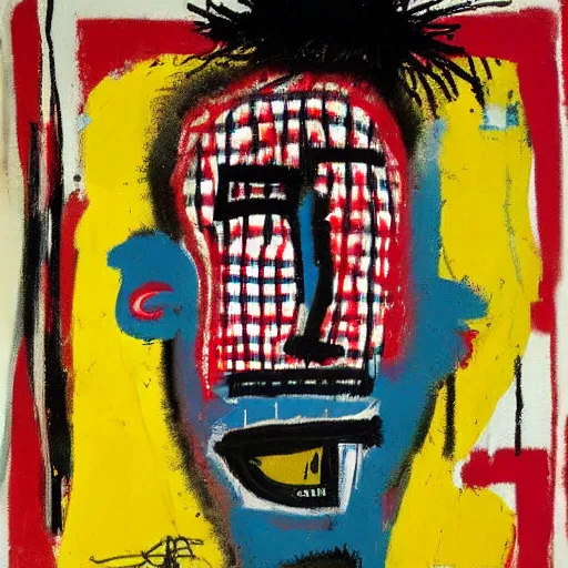 Image similar to portrait of fat man by jean - michel basquiat. pollock, warhol, basquiat. texture