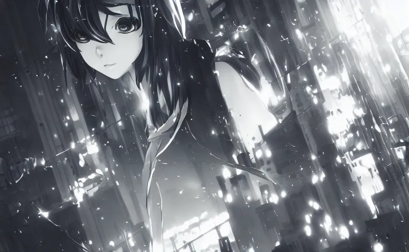 Image similar to anime city lineart, black and white straight lines 8k hdr pixiv dslr photo by Makoto Shinkai ilya kuvshinov and Wojtek Fus, digital art, concept art,