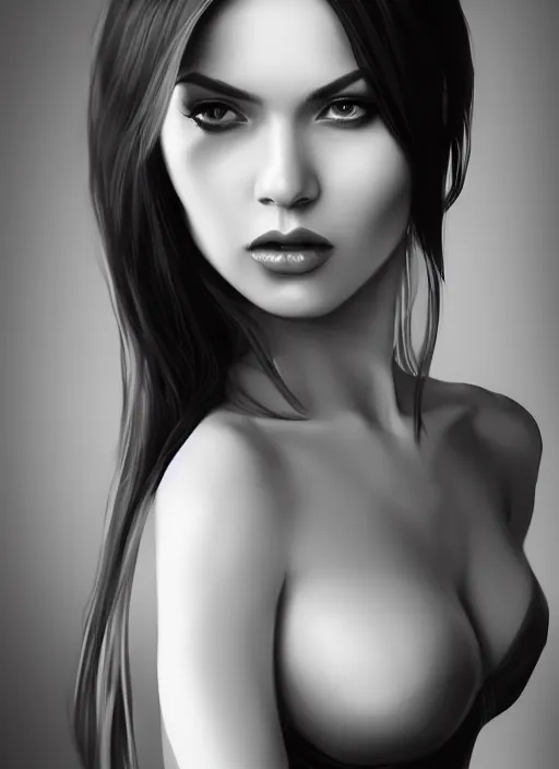 Image similar to full body portrait of a beautiful woman in black and white, photorealistic, art by diego fazio and diegoKoi and artgerm, concept art, hyper sharp focus, 8k highly detailed