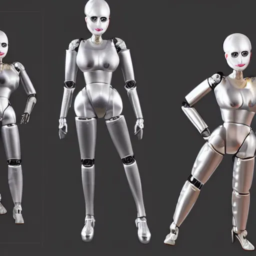 Image similar to store selling womanized humanoid robots made of steel, unreal engine 5, sharp focus
