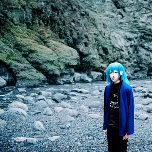 Image similar to rimuru tempest, young man blue hair ( ( ( ( ( ( ( ( ( ( eyes yellow ) ) ) ) ) ) ) ) ) ), canon eos r 3, f / 1. 4, iso 2 0 0, 1 / 1 6 0 s, 8 k, raw, unedited, symmetrical balance, in - frame